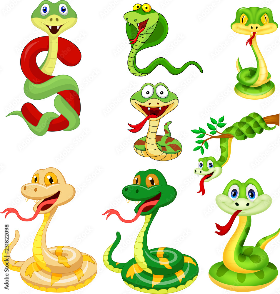 Naklejka premium Kreskówka zestaw kolekcja węża