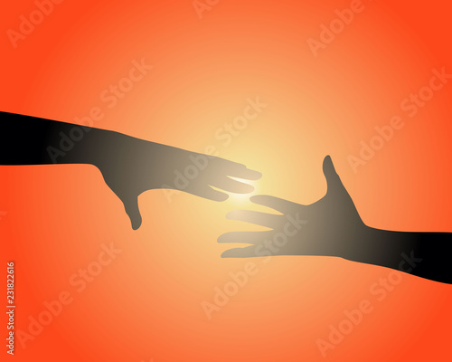 Silhouettes of two hands