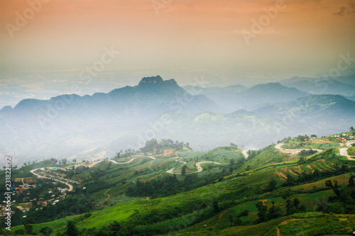 The morning atmosphere on mountain; north, THAILAND.