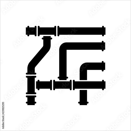 Pipe Icon, Pipe Fitting Icon, Water, Gas, Oil Pipeline, Plumbing Work