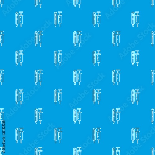 Thermometer syringe pattern vector seamless blue repeat for any use