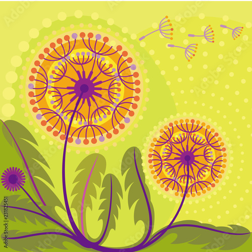 abstract background decorative dandelions