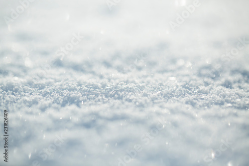 Snow texture. Snowflake crystals. Macro photo