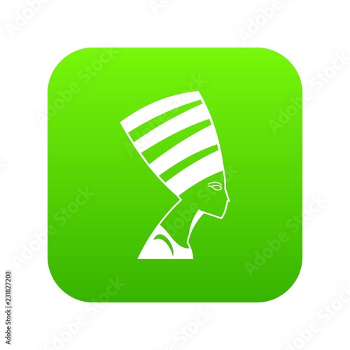 The head of the Egyptian queen icon digital green for any design isolated on white vector illustration