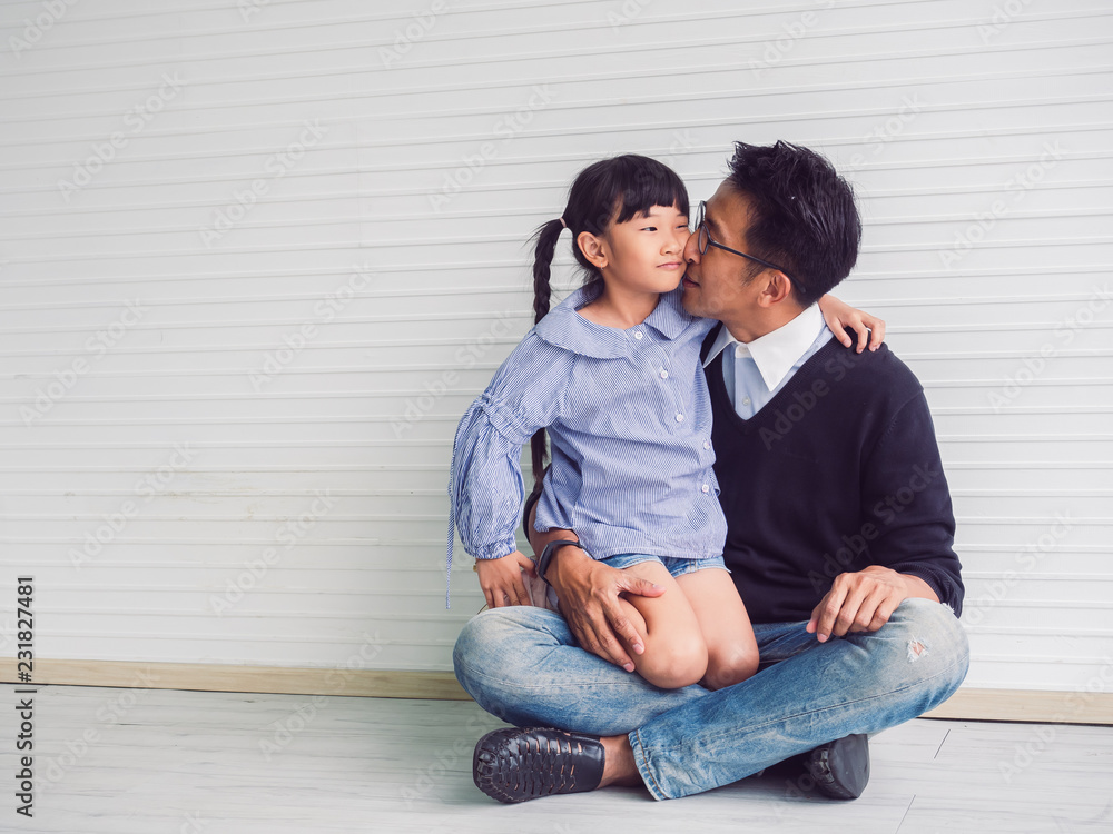 happy family with father and child playing together happy family with father and child playing together