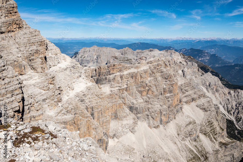 View of the mountain peaks Brenta Dolomites. Trentino, Italy View of the mountain peaks Brenta Dolomites. Trentino, Italy