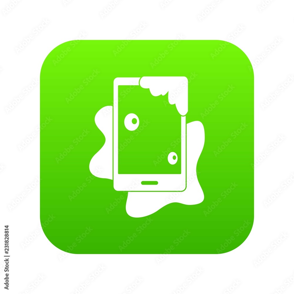 Wet phone icon digital green for any design isolated on white vector illustration Wet phone icon digital green for any design isolated on white vector illustration