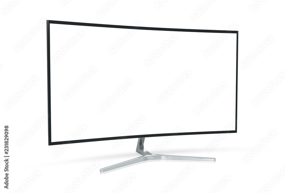 Modern computer monitor mockup isolated on white 3d rendering Modern computer monitor mockup isolated on white 3d rendering