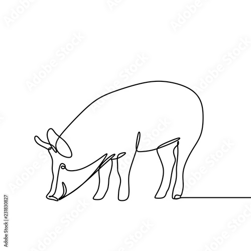 One line drawing of pig vector minimal lineart