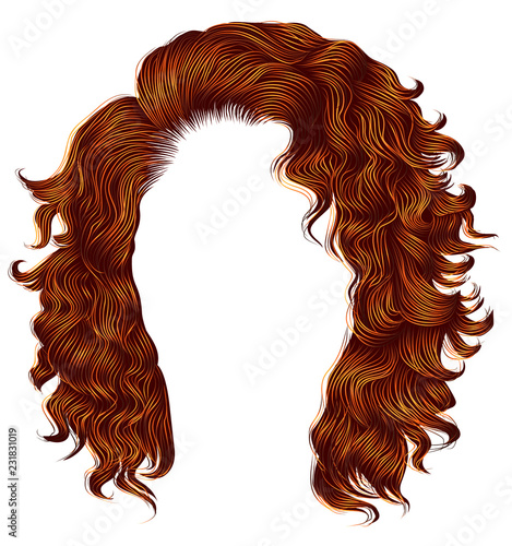 long curly hairs    ginger redhead  colors  .  beauty fashion style . wig .