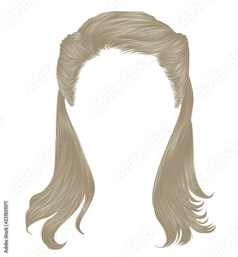 trendy woman long hairs blond colors .  beauty fashion .  realistic  graphic 3d.retro