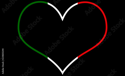 Italien Herz, Freisteller, Grün Weiß Rot