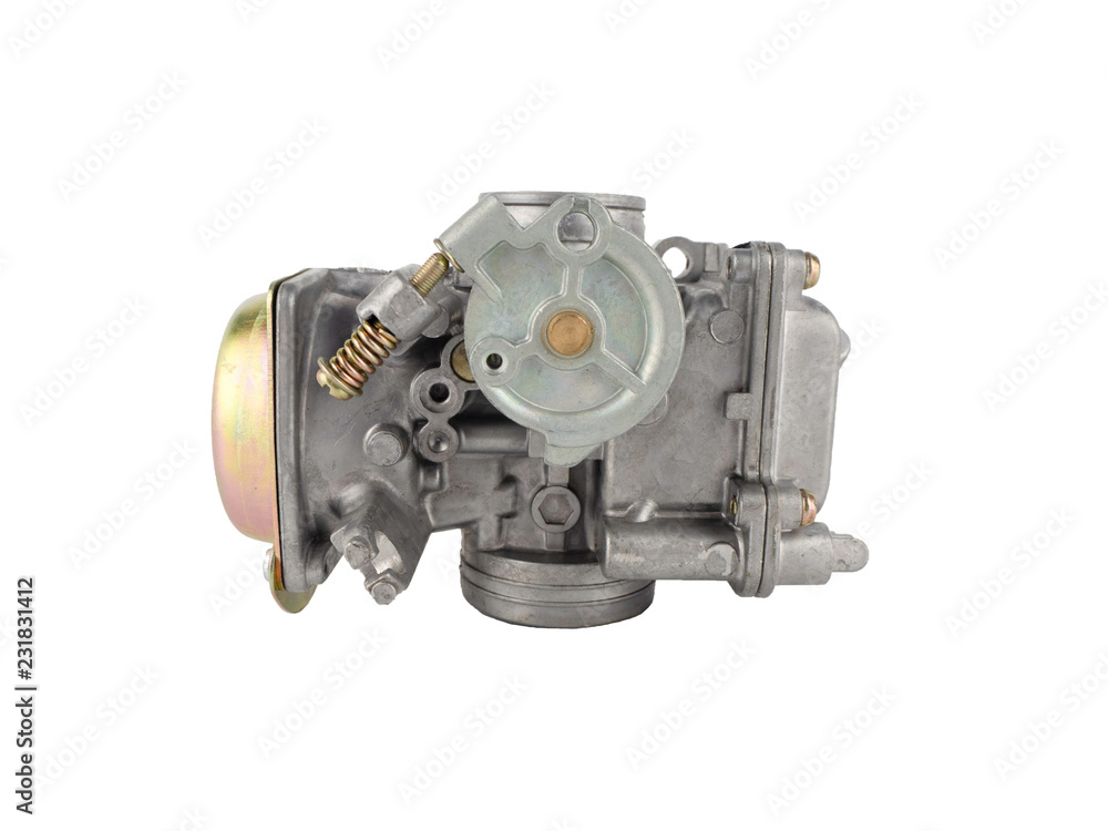 Carburetor motorcycle part engine on white background. Carburetor motorcycle part engine on white background.