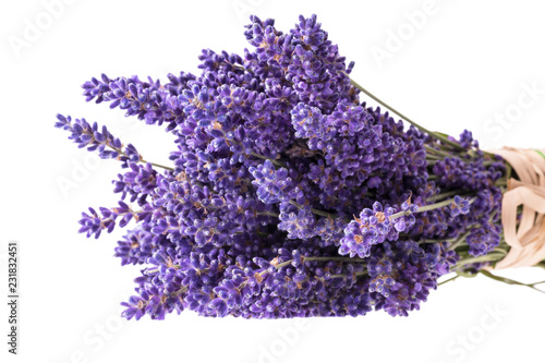 Fototapeta Naklejka Na Ścianę i Meble -  Bouguet of violet lavendula flowers isolated on white background, close up