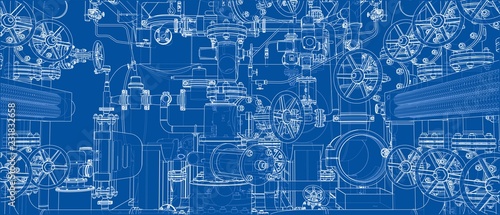 Sketch of industrial equipment. Vector