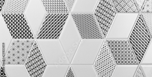 abstract geometric pattern with ornamental mosaic, modern decorative ceramic ...