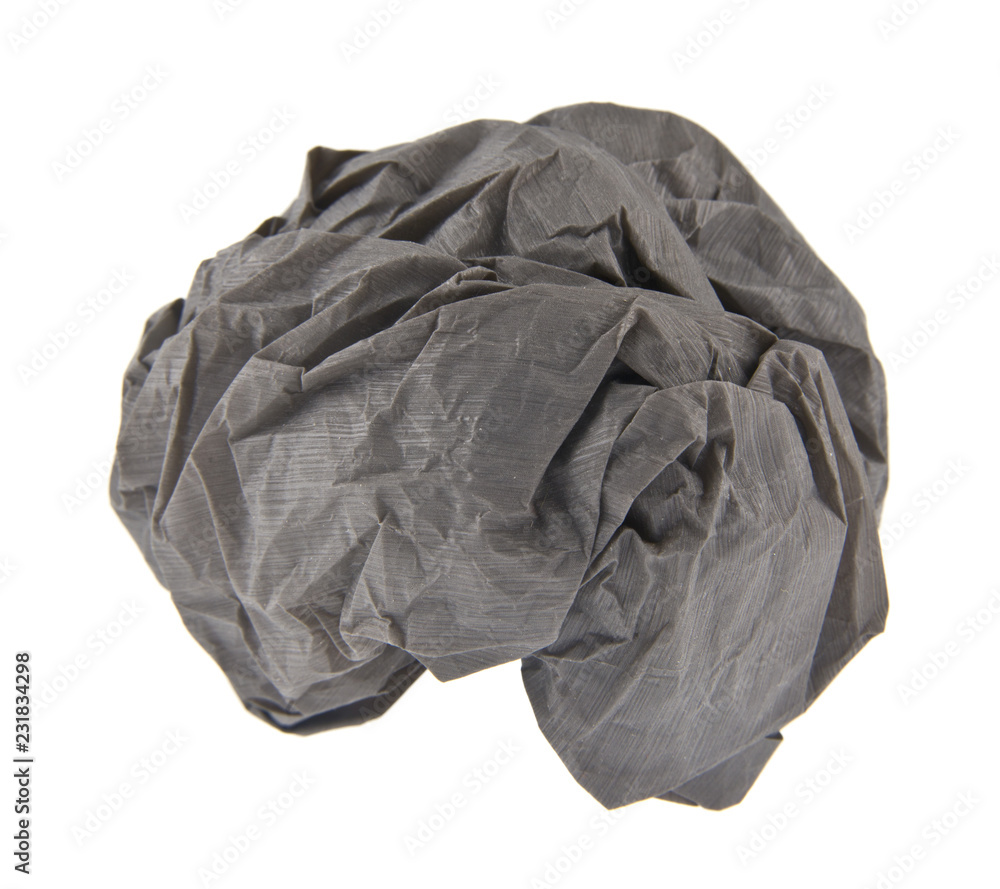 gray crumpled paper isolated on white background