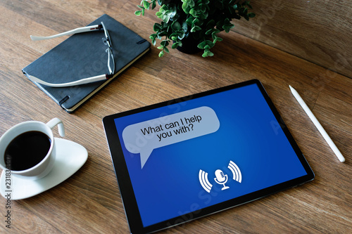 Canvas Print Voice assistant on device screen