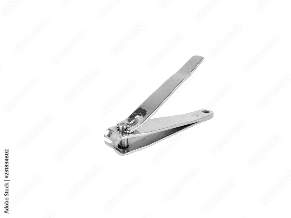 Stainless steel nail clipper isolated on white background with clipping path Stainless steel nail clipper isolated on white background with clipping path