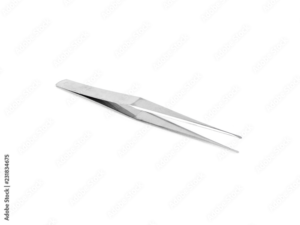 Equipment tweezers for plucking eyebrows on a white background Equipment tweezers for plucking eyebrows on a white background
