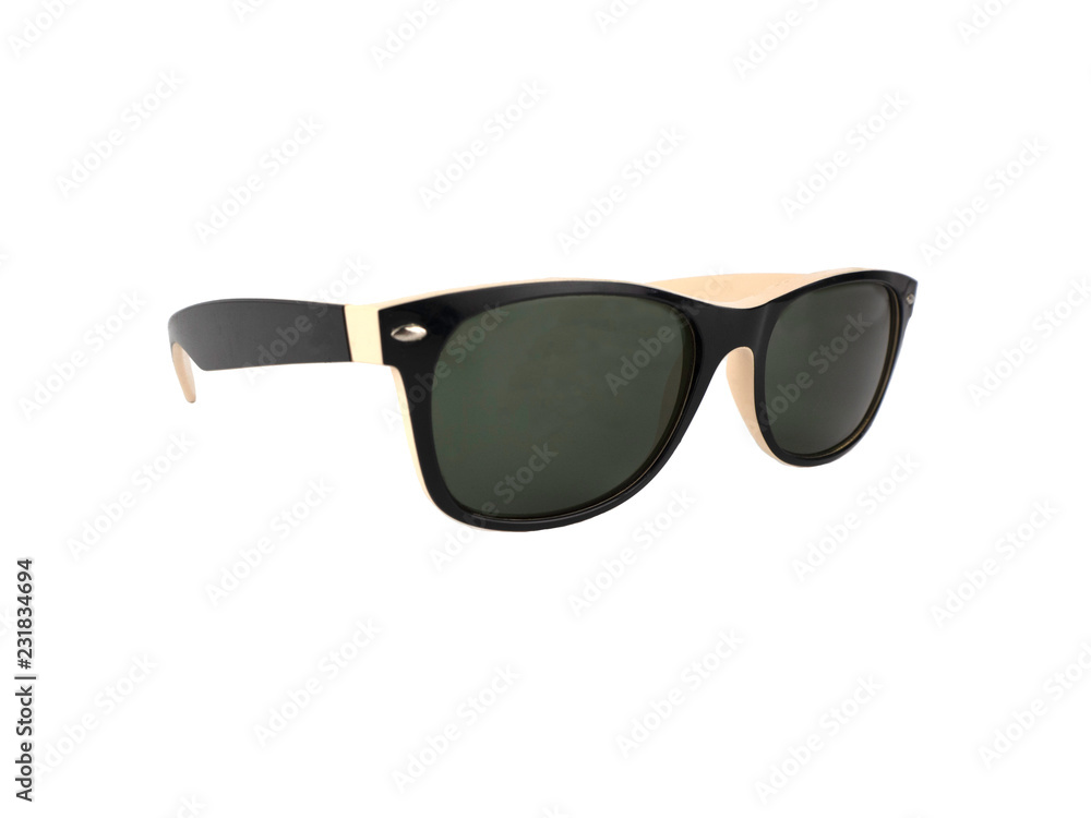 Black sunglasses with black frame isolated on white background. Black sunglasses with black frame isolated on white background.