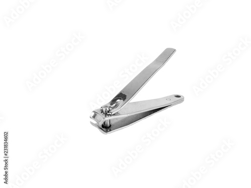 Stainless steel nail clipper isolated on white background with clipping path