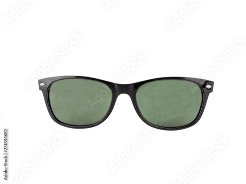Black sunglasses with black frame isolated on white background.