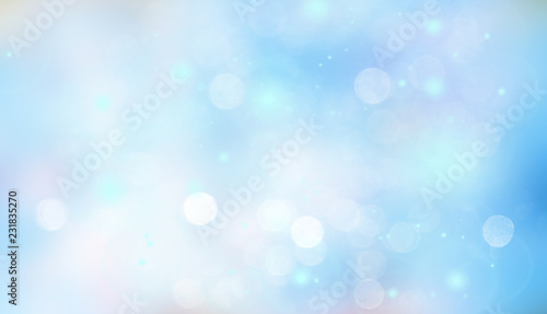 Abstract bright colorful blur bokeh background with blue white pastel circles. Beautiful texture.