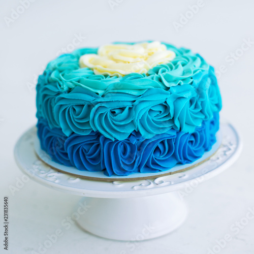 Blue smash cake photo