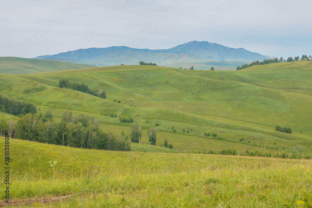 The hills and roads in the Altai