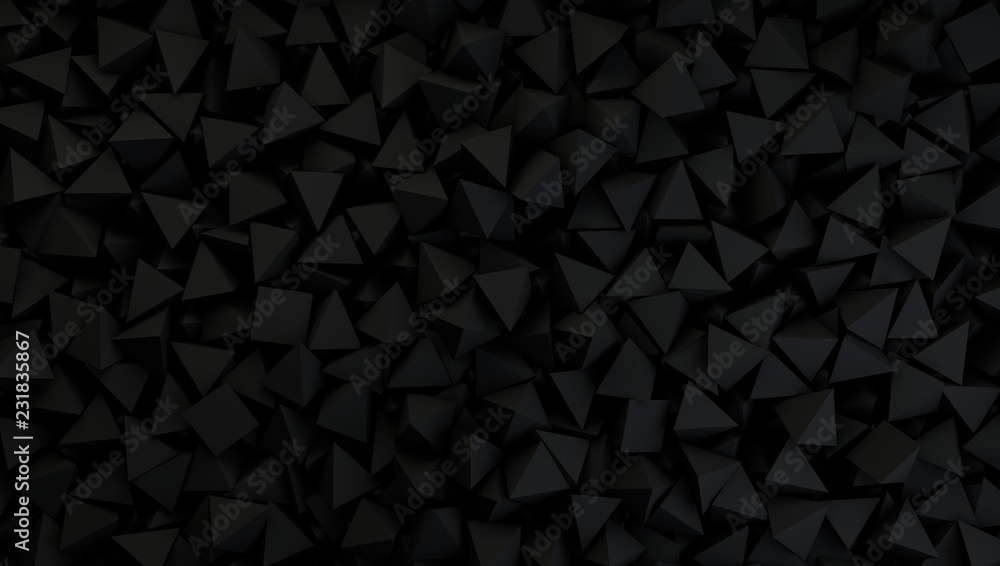 Fototapeta premium Abstract 3d dark rendering of geometric shapes. Modern composition. Background design with spheres for poster, cover, branding, banner, placard.