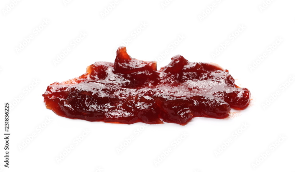 Obraz premium Strawberry jam, marmalade isolated on white background and texture