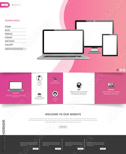 Website template designs. Modern flat design vector illustration concepts of web page design for website and mobile website development. Easy to edit and customize.