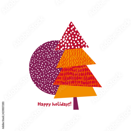 Funny colorful cute Xmas tr...