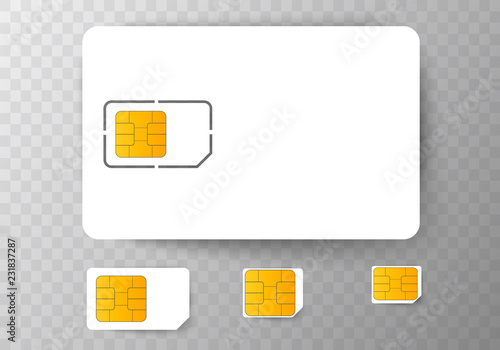 Sim Card mobile Cellular Phone Chip. Vector Isolated on Background eps10