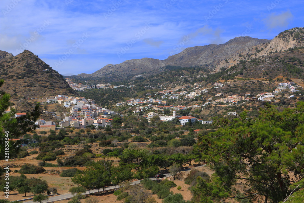 The villages Aperi, Volada and Othos on Karpathos in Greece