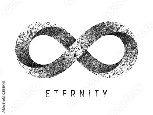 Stippled Eternity sign. Mobius strip symbol. Vector illustration.