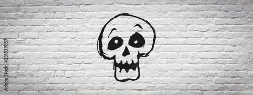 Tête de mort sur fond de mur / Skull On Brick Wall