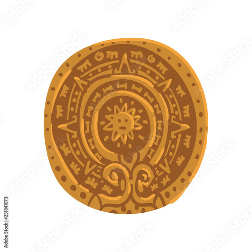 Mayan calendar, Maya civilization symbol, American tribal culture element vector Illustration on a white background