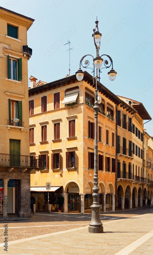 Treviso, Italy August 7, 2018: Beautiful street with old buildings.