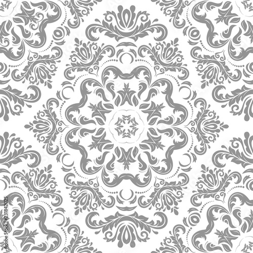 Classic seamless pattern. Damask orient ornament. Classic vintage silver background
