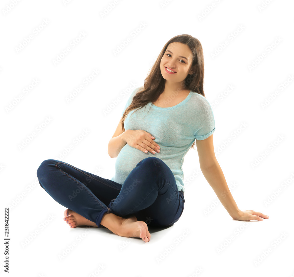 Beautiful pregnant woman on white background Beautiful pregnant woman on white background