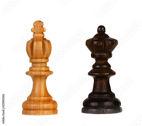 Wooden brown chess pieces