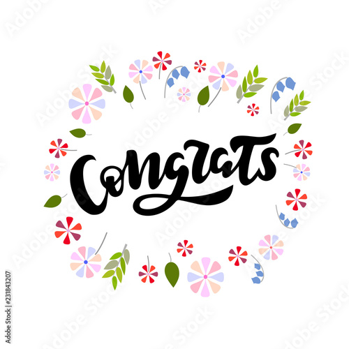 Hand drawn lettering phrase Congrats