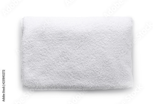 Clean soft towel on white background photo