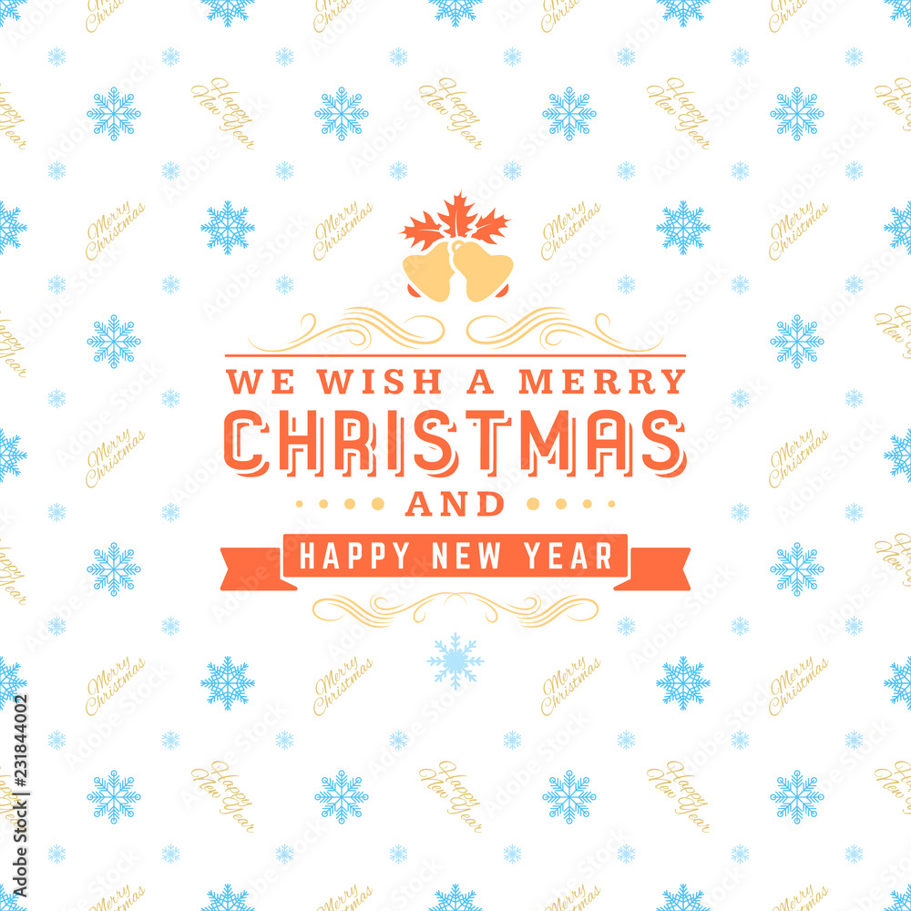 Fototapeta premium Merry Christmas and Happy New Year. Retro design on seamless background. Vector background for wrapping paper or greeting card