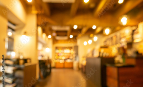 Blurred image of coffee shop used for background