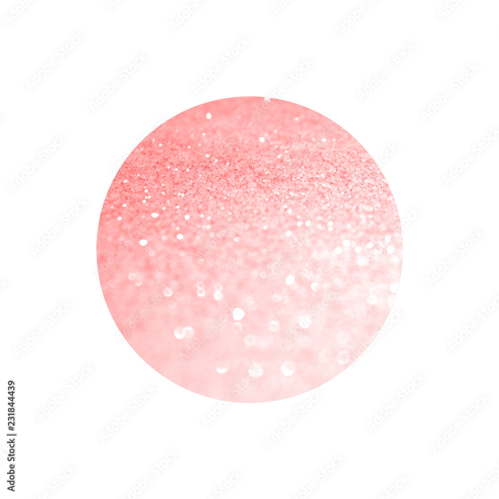 Round with pink glitter isolated on white background. Can be used as place for your text, design element Round with pink glitter isolated on white background. Can be used as place for your text, design element
