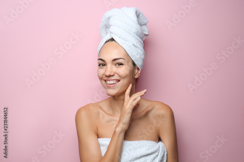 Beautiful young woman wrapp...