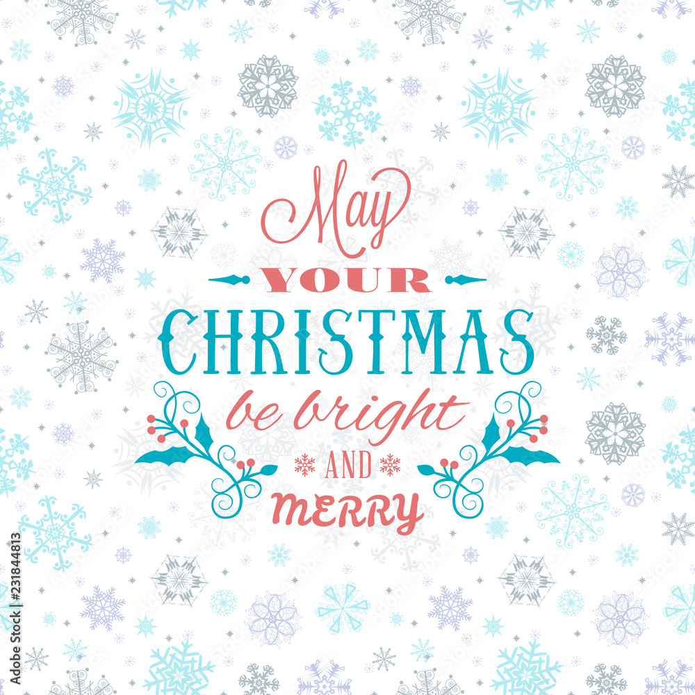Merry Christmas and Happy New Year. Retro design on seamless background. Vector background for wrapping paper or greeting card